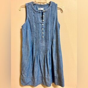 Sonoma Petite Small Chambray Sleeveless Dress Pintuck Button Front PS